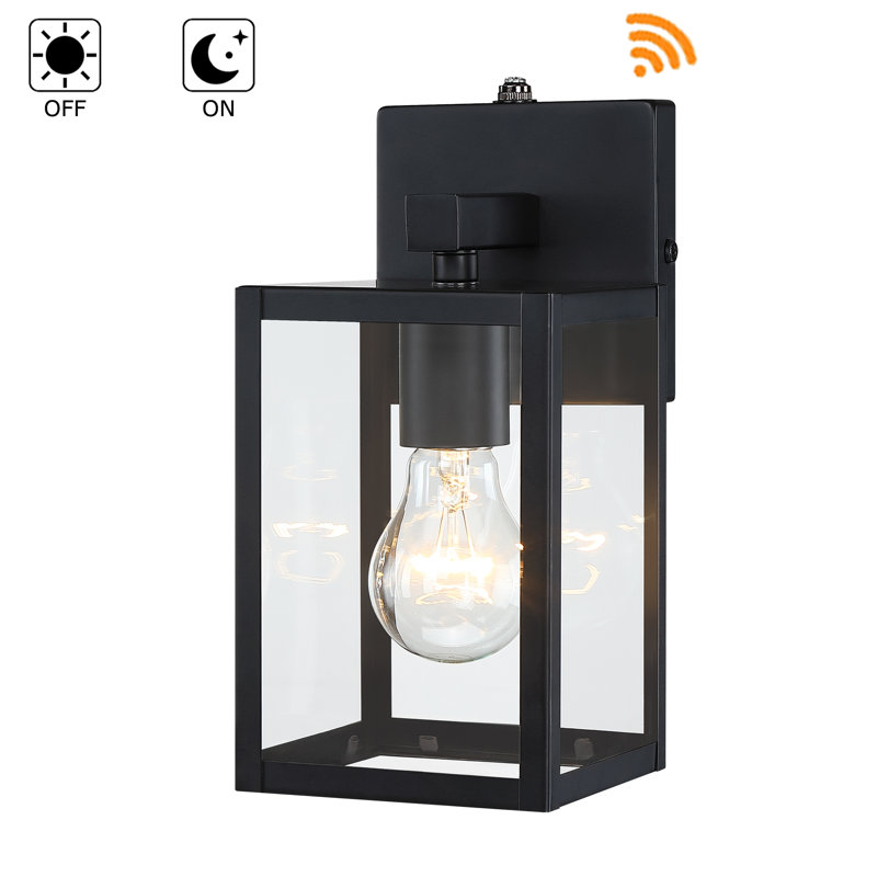 Applique murale d'extérieur 1 lumière avec crépuscule à l'aube, Noir mat, H 9,9 po x l 4,6 po x P 5,5 po