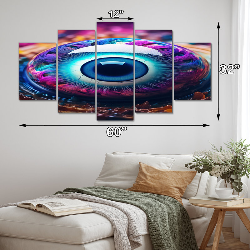 Eye of Consciousness Retro Futuristic I - Décoration murale moderne - 5 panneaux