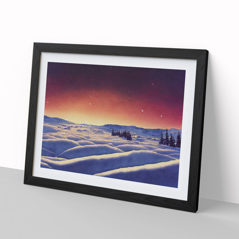 XH1022-10251X Winter Sunset Landscape Vol.2 - Single Picture Frame Print, 46cm H x 64cm W x 2cm D, Black