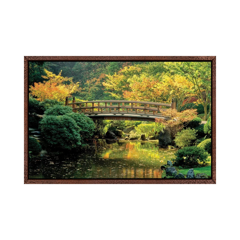 "Autumn At The Moon Bridge", Japanese Garden, Portland, Oregon, USA by Panoramic Images - Floater Frame Gallery-Wrapped Canvas Giclée on Canvas