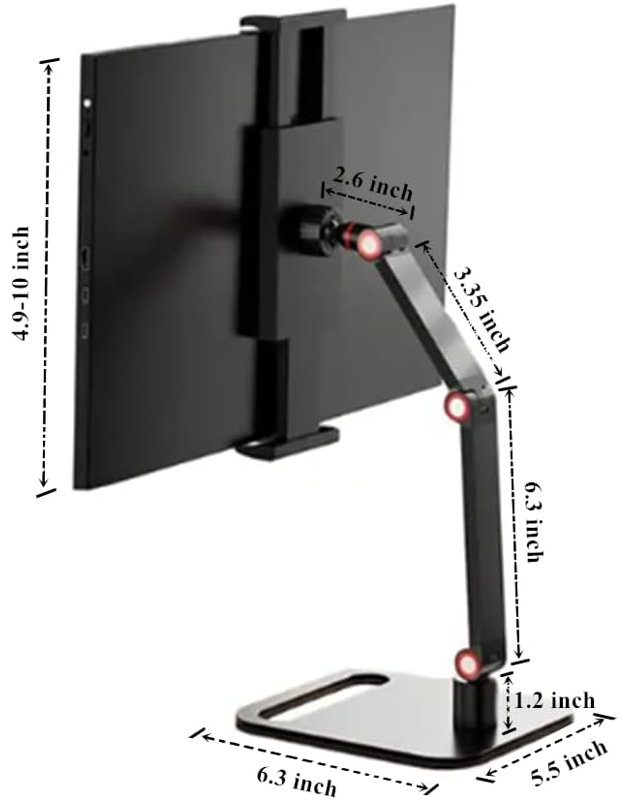 Support de moniteur portable pour écran de 6 à 17,3 pouces, support de bureau extensible 12,9 pouces