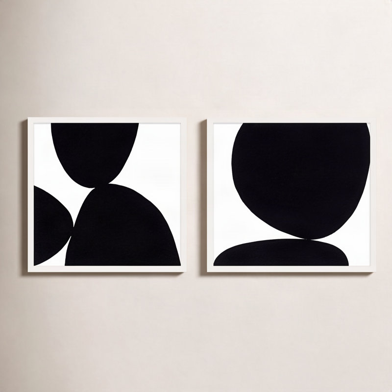Black Ink Painting by Lee Lessem, 30" H x 30" W x 1.25" D, White Framed