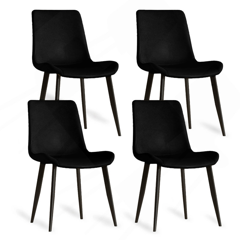 Chaises de salle à manger modernes, chaises en cuir de polyuréthane avec pieds en acier au carbone pour la maison, le restaurant, la salle de conférence, noir (ensemble de 4)