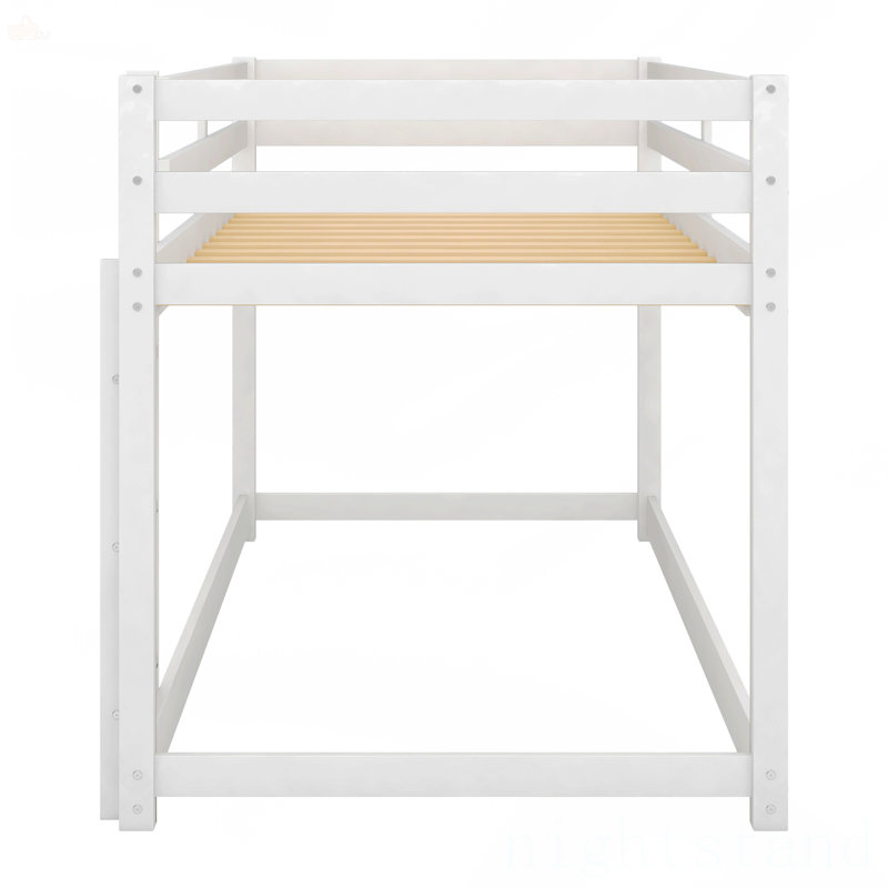 Lit superposé simple au-dessus d'un lit simple avec échelle, Blanc