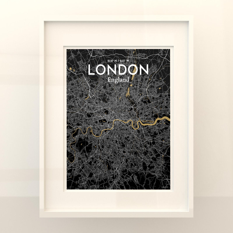 London City Map in Luxe 1 Piece Wall Art, 20cm H x 16cm W x 0.05cm D