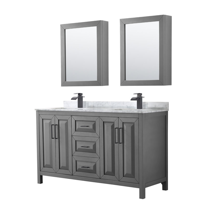 Daria 60'' W Double Vanity, Dark Gray, Matte Black