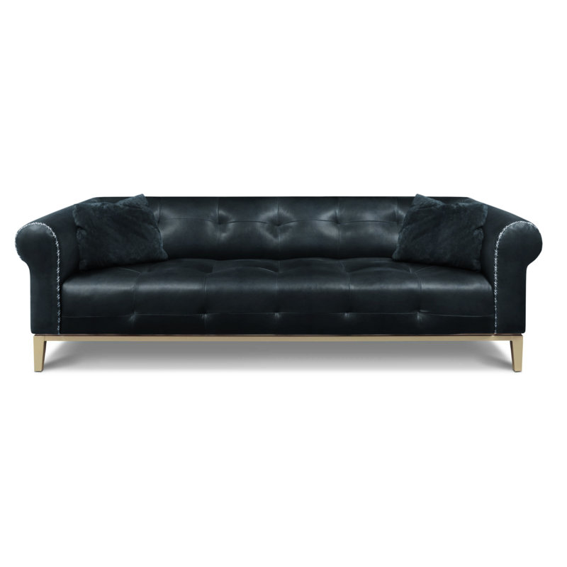 Sloanestreet Leather Sofa, Stainless Steel, Desert (Longhorn)