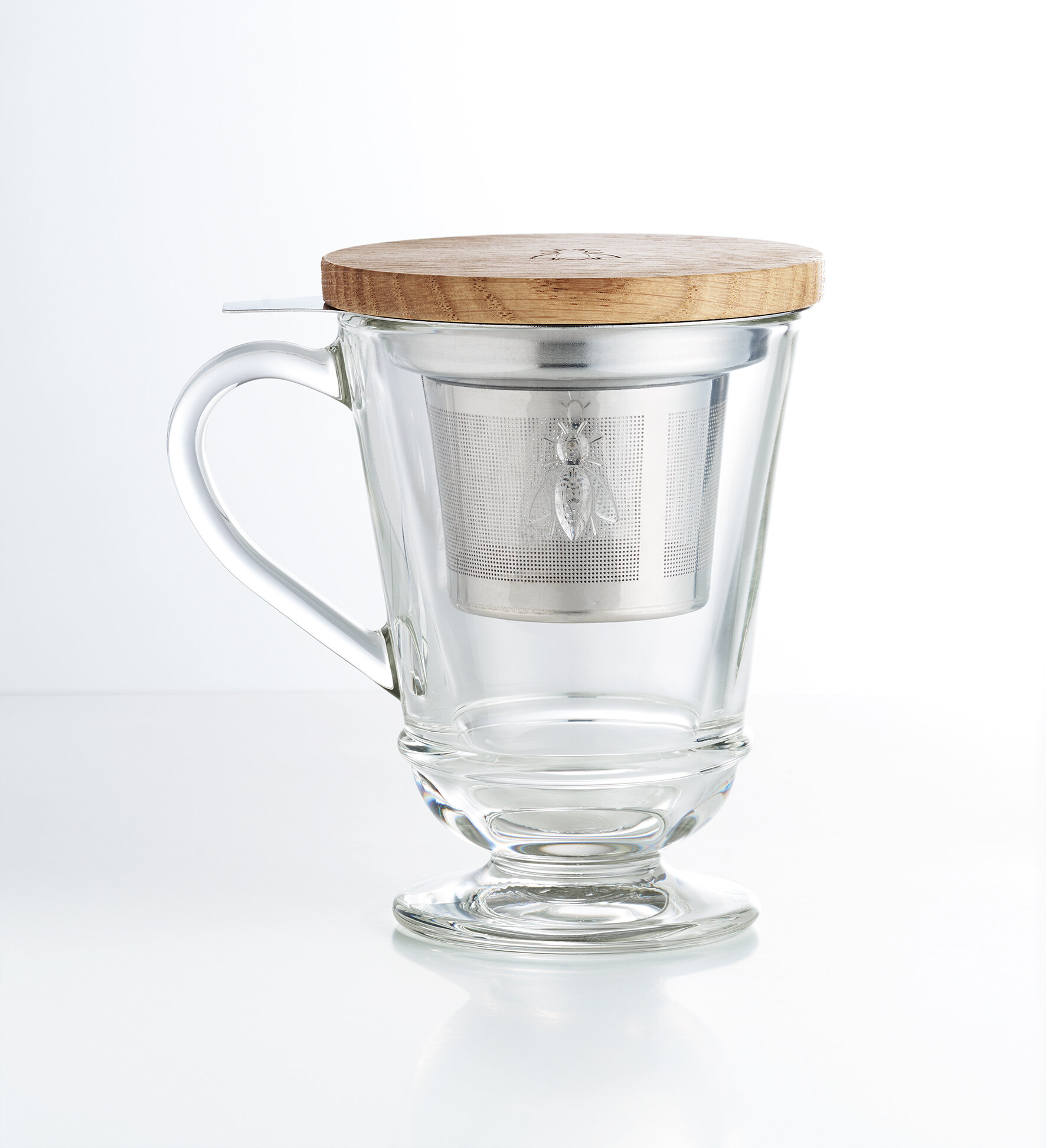 Glass Teacup with Infuser and Lid, Glass Tea Mug, Big Tea Cup with Wood  Handle for Loose Leaf Tea