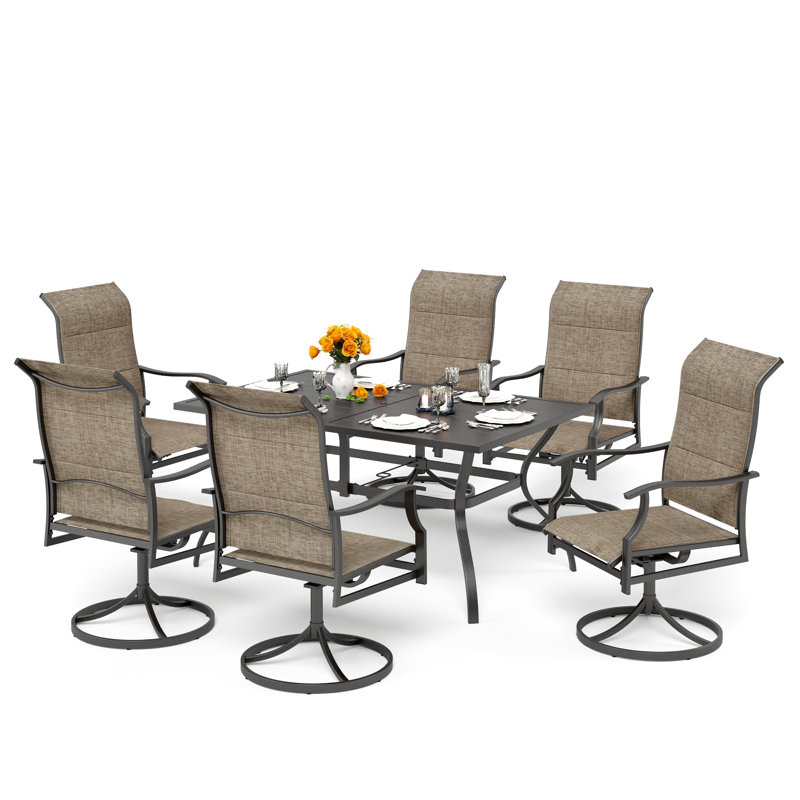 Ensemble de salle à manger rectangulaire pour 6 personnes 60,2 po avec trou pour parasol Leonard