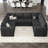 Seybert Velvet Chenille U Shaped Sofa Modular Sectional Sofa Living Room Corner Couch-878295317-878295316