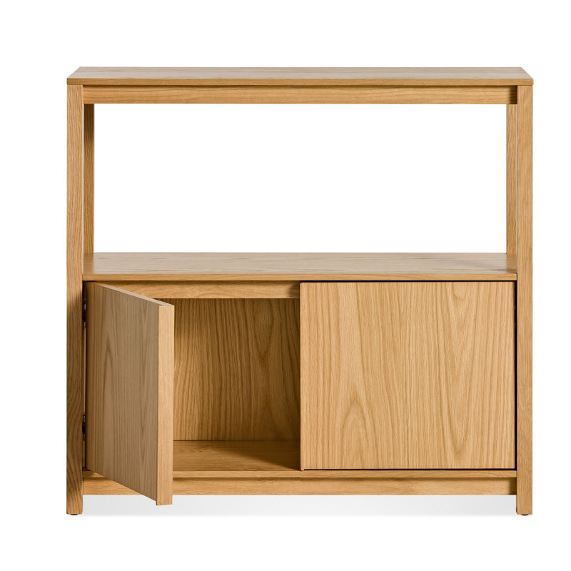 Open Plan Solid Wood Etagere Bookcase, White Oak