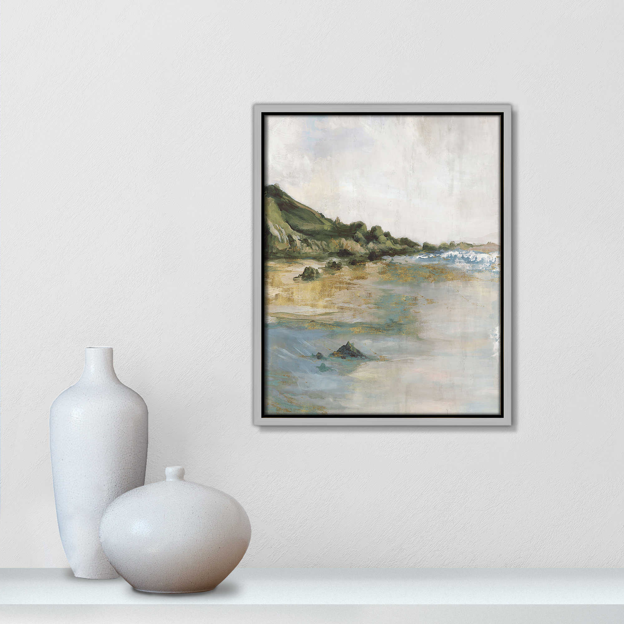 Tide’s Edge Print by , 15.5" H x 12.5" W, Silver