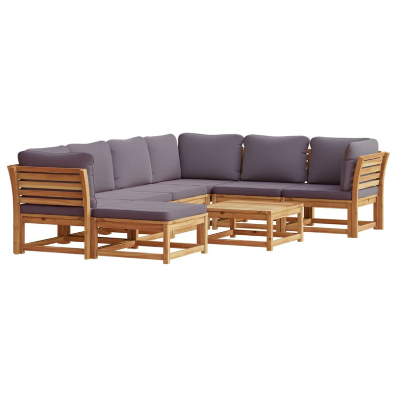  Ensemble de salon de jardin modulaire gris foncé en bois d'acacia massif