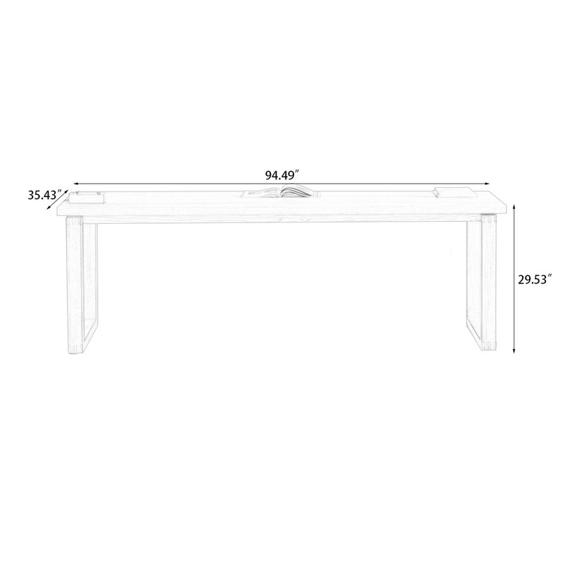 Burlywood Rectangular Solid Wood Dining Table, 29.53"H x 94.49"L x 35.43"W