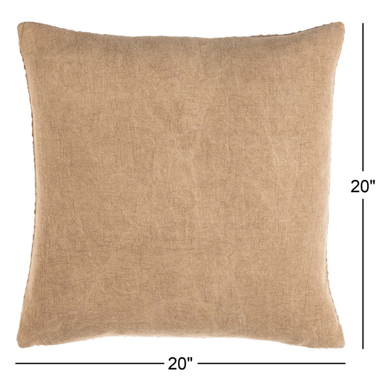 Clovis Solid Colour Cotton Reversible Throw Pillow, Wheat, 20"H x 20"W, Poly Fill