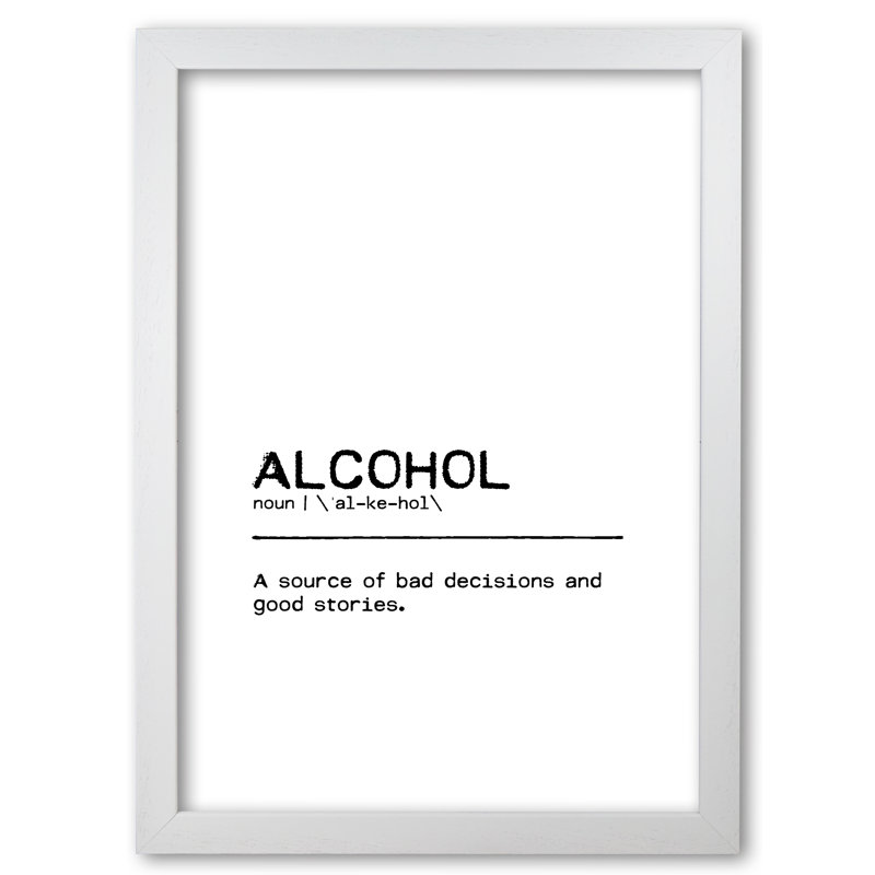 Alcohol Stories - Print, White Grain Frame, 85 cm H x 60 cm W x 5 cm D