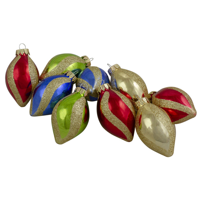 Ornements de Noël en forme de bougie de Noël en verre 9 carats à 2 finitions 9 po