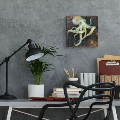 «Ocean Octopus On Black» par Danhui Nai, art mural en verre acrylique