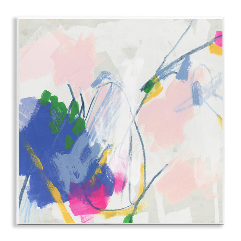 Art abstrait rose et bleu par June Erica Vess