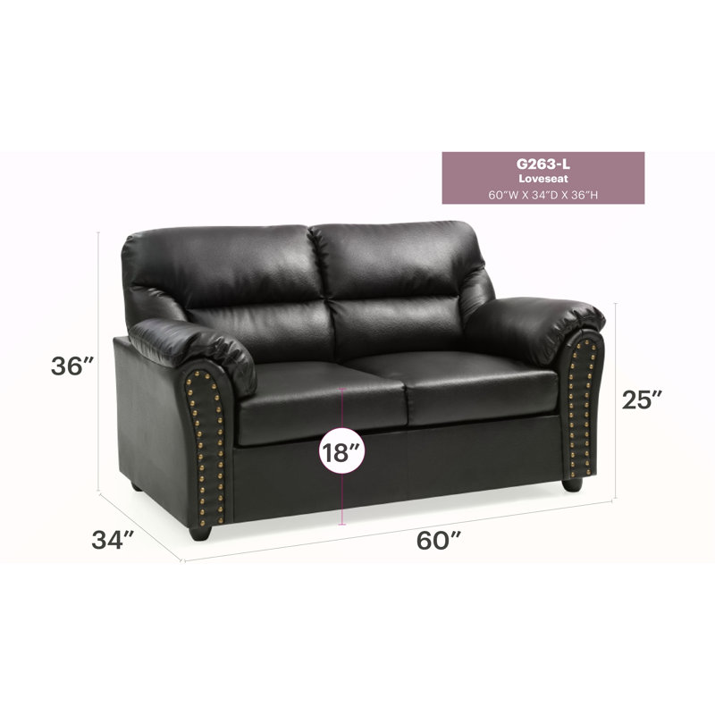 Causeuse chic et rembourrée noire avec support confortable et assemblage rapide pour les espaces de vie modernes