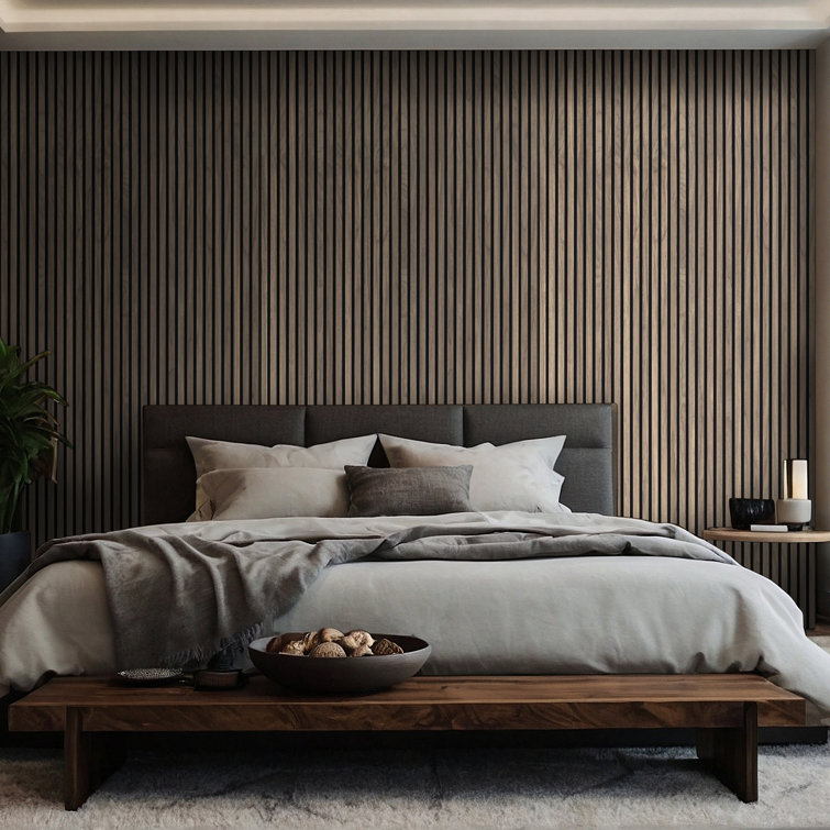SereniSlats 94.5 In. x 9.5 In. 3D Fluted Wood Slat Acoustic Sound Absorbing Wall Paneling