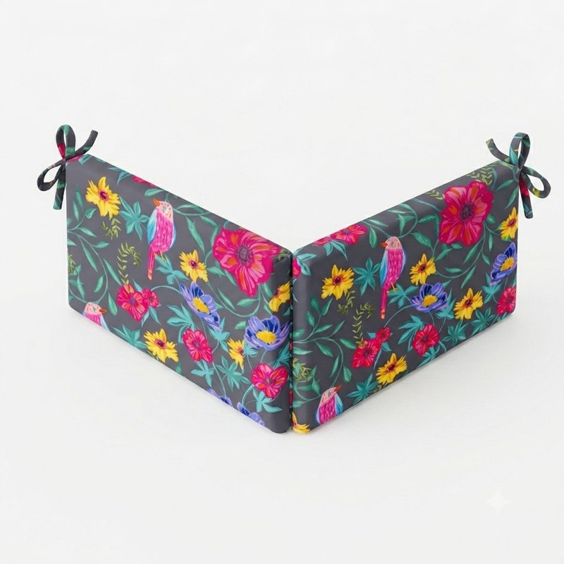 Seat Cushion, Gray/Pink/Yellow Floral