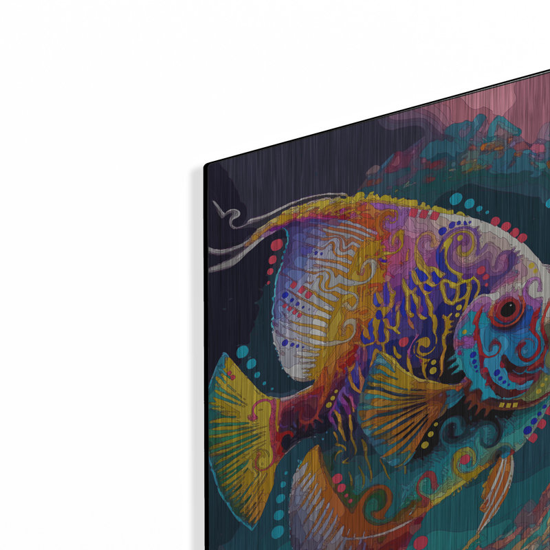 Art mural en métal Beachcrest Home ™ «Angelfish» par Dean Russo, H 16 po x l 12 po