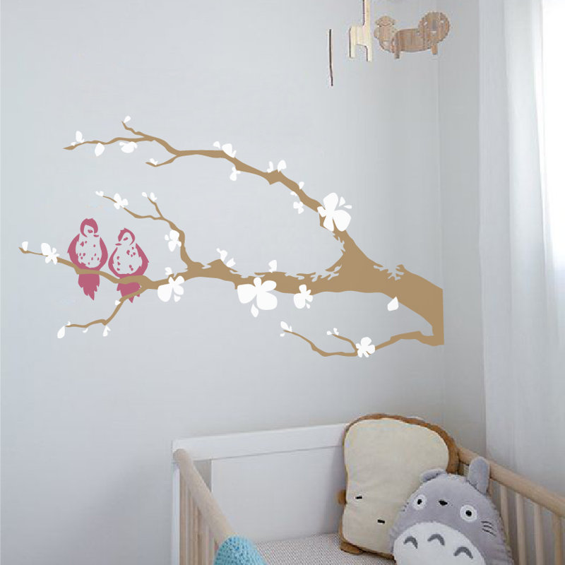 Non-Wall Damaging Wall Decal, White / Pink / Brown, 21" H x 40" W x 0.01" D