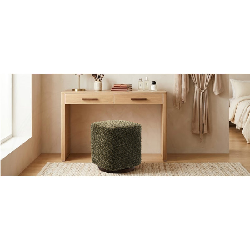 Tabouret de coiffeuse pivotant à 360 ° avec mousse à haute densité et base en métal, Olive