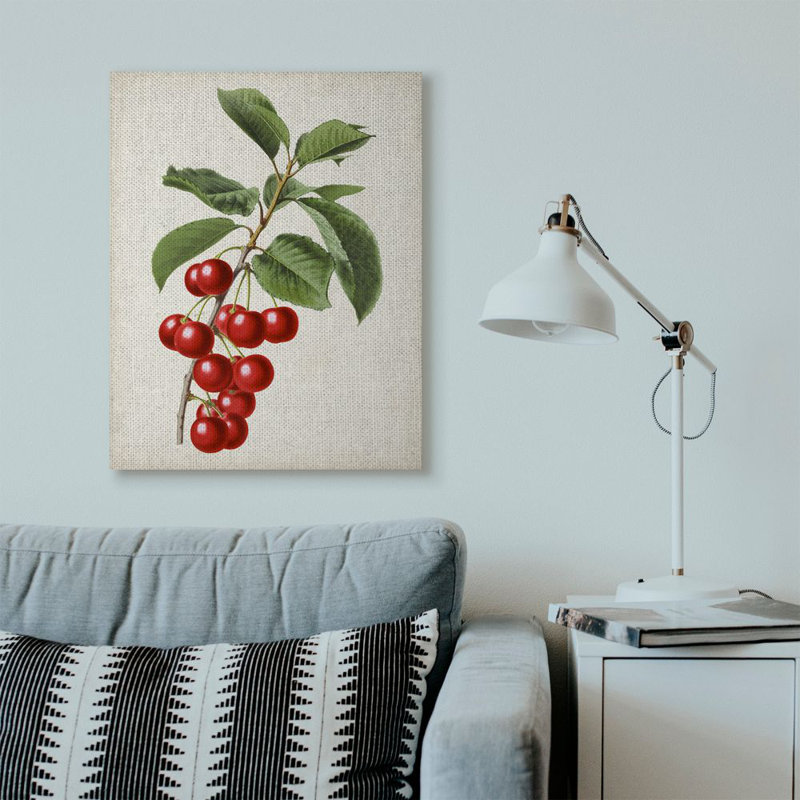 « rétro fruit cerise, peinture à la peinture », impression sur toile, H 40 po x l 30 po x P 1,5 po, Toile tendue