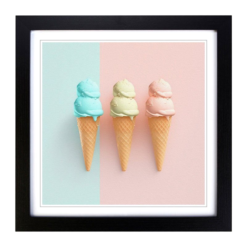 Ice Cream Minimalism - Framed Print, Black