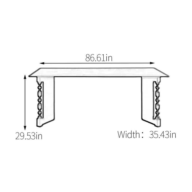 Table de salle à manger Vintage, H 29,53 po x L 86,61 po x l 35,43 po