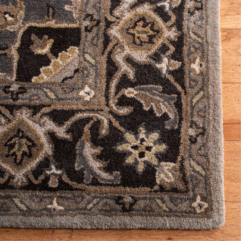Colliers Royalty Hand Tufted Indian Wool New Zealand Wool Oriental Rug in Silver/Charcoal, Square 7'