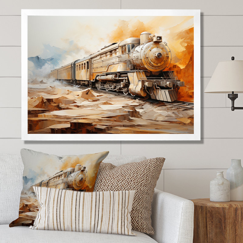 Abstract Train Elemental Express II - Transportation Canvas Prints, H 30 po x l 40 po x P 1,5 po, Cadre photo blanc