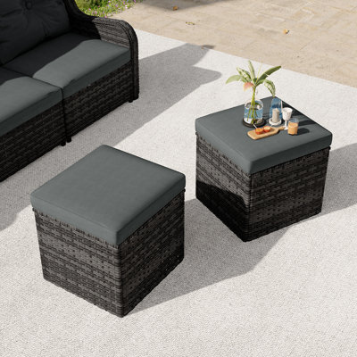 Bellamy Stylish PE Wicker Square Outdoor Patio Ottoman