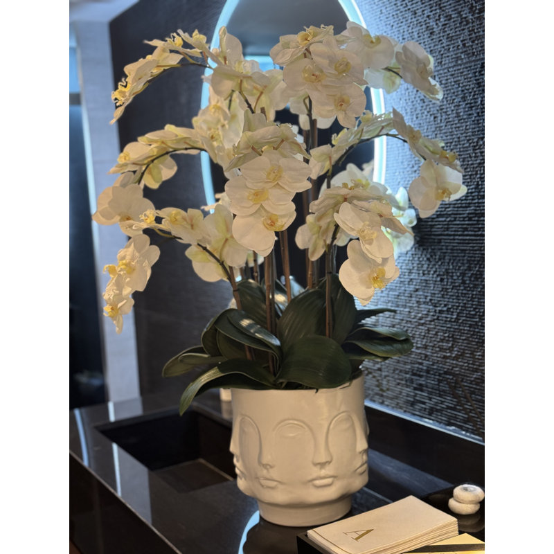 Matte Visage Vase With White Orchids