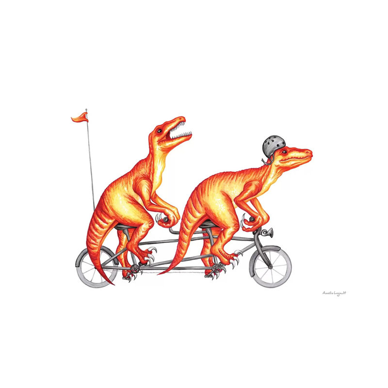 Raptors On Bike by Amélie Legault - Wrapped Canvas Print, 20.32 cm H x 30.48 cm W