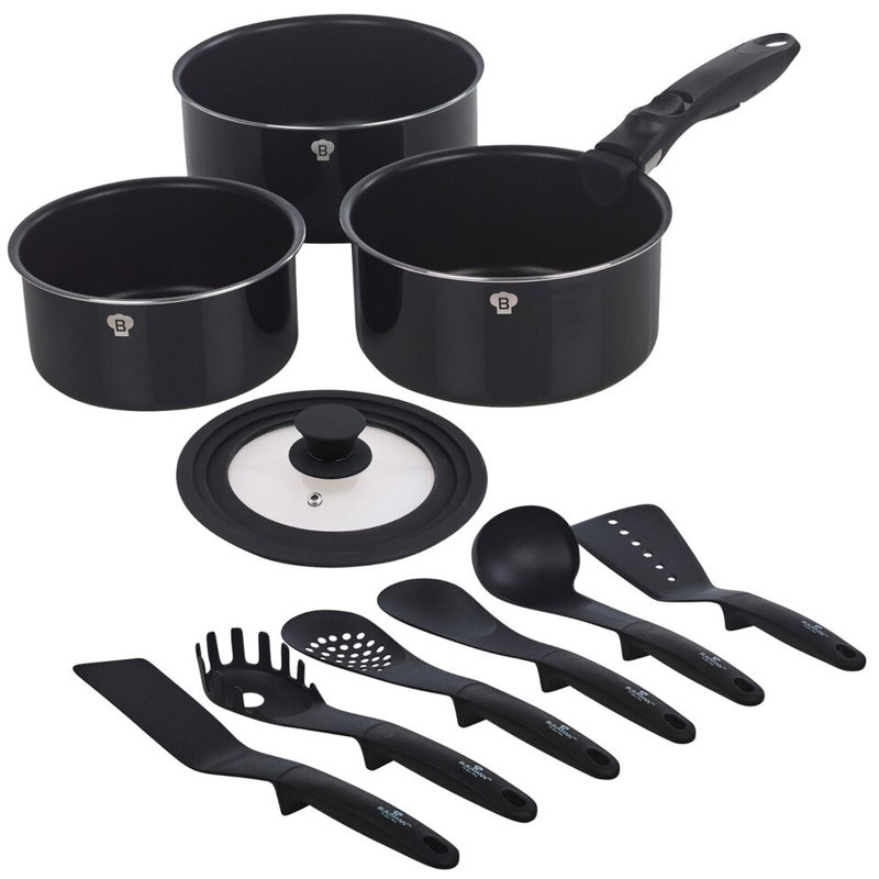 3 - Piece Non-Stick Aluminum Cookware Set, Aquamarine