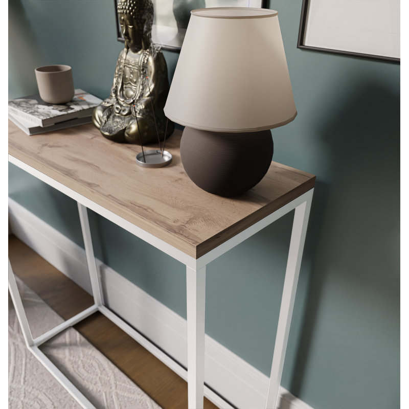 Burmaster Console Table, Wotan Oak, White, 80cm H x 100cm W x 30cm D