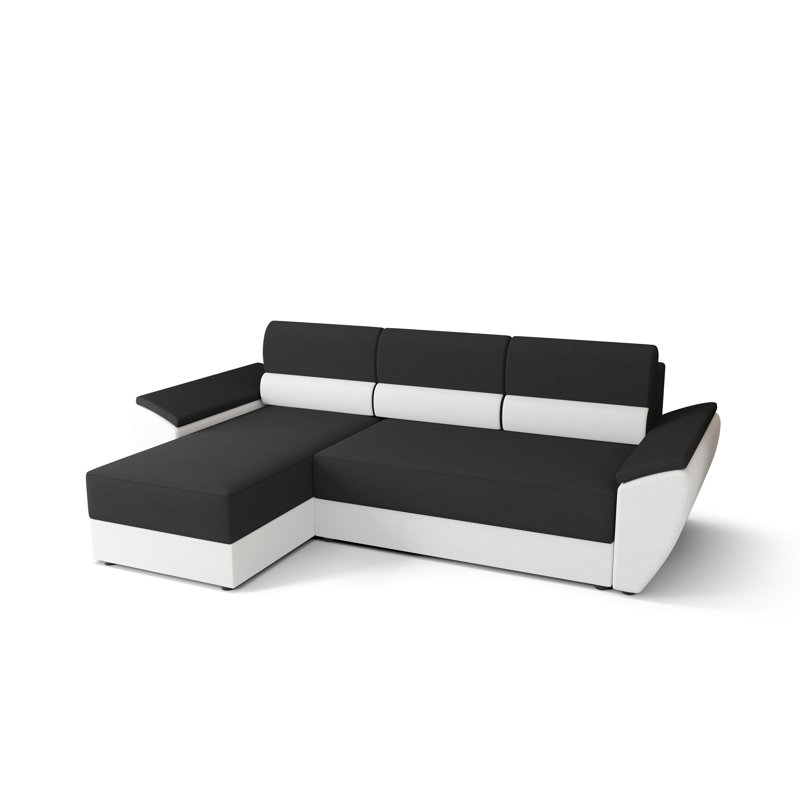 Sietske 3 Seater Corner Sofa , Left -sided, Black/White - Rainbow27/Rainbow31