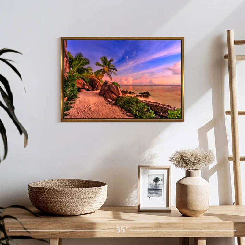 La Digue Sundown, 19 po x 13 po, Cadre flottant doré