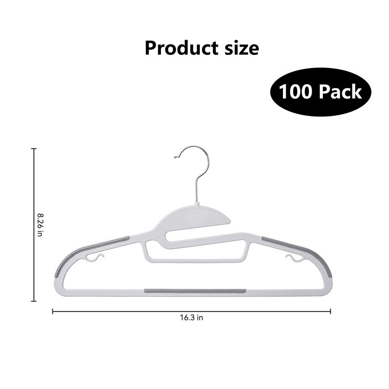 100-Pack Heavy-Duty Plastic Hangers, Non-Slip Design, 0.2-Inch Thick, 360? Swivel Hook, Space-Saving, Ideal For Bedroom Closets, Shirts, Pants, Sturdy Enough For Coats
