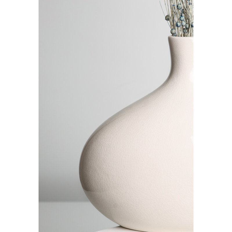 Elegant Ceramic Vase, Cream Color, 11.8 x 5.5 x 9.8 inches | 100% High-Quality Ceramic | Perfect for Home Decor, Floral Arrangements, and Stylish Centerpieces | Durable and Timeless Design