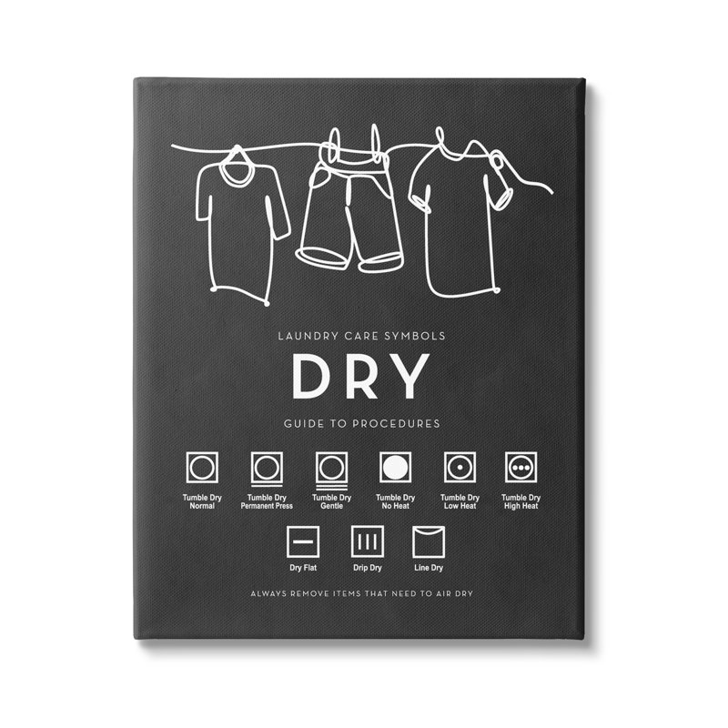 " Drying Procedure Guide Helpful Laundry Symbol Chart " Graphic Art Print, 48" H x 36" W x 1.5" D