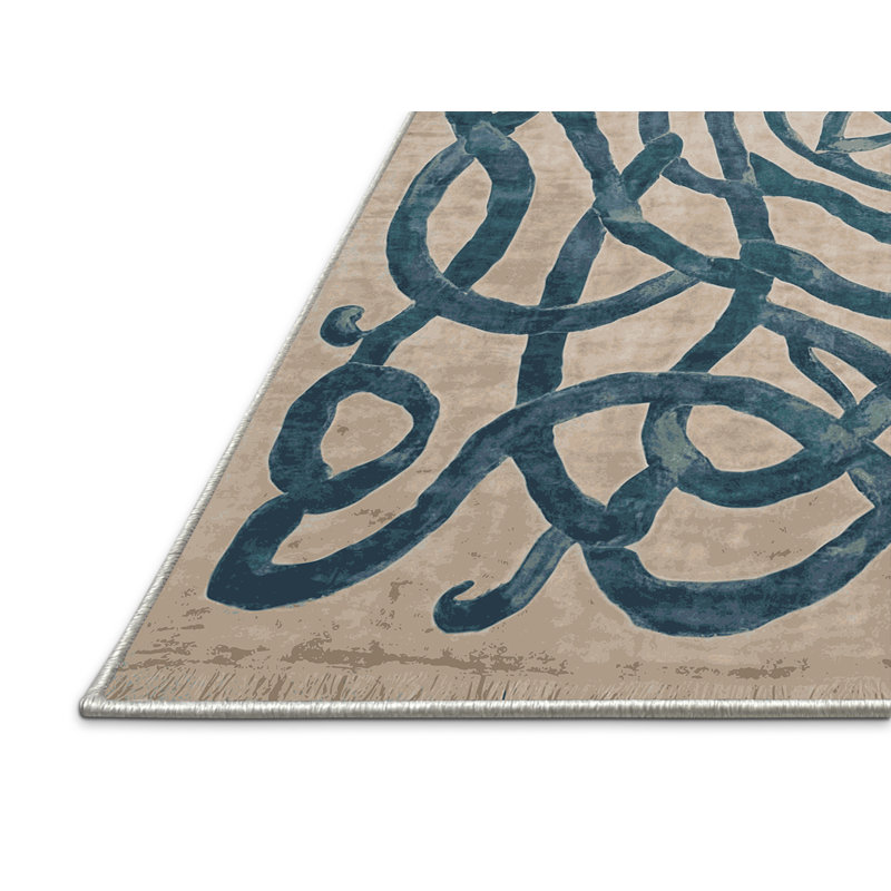 Tapis beige soyeux et moelleux, Rectangle 8 pi x 12 pi