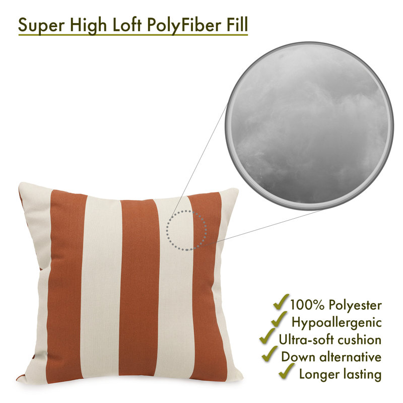 Housse et insert de coussin d'extérieur à rayures verticales, Orange brûlé / crème, Très grand