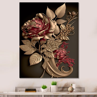 Gilded Rose Vintage Glam I - Floral Canvas Print