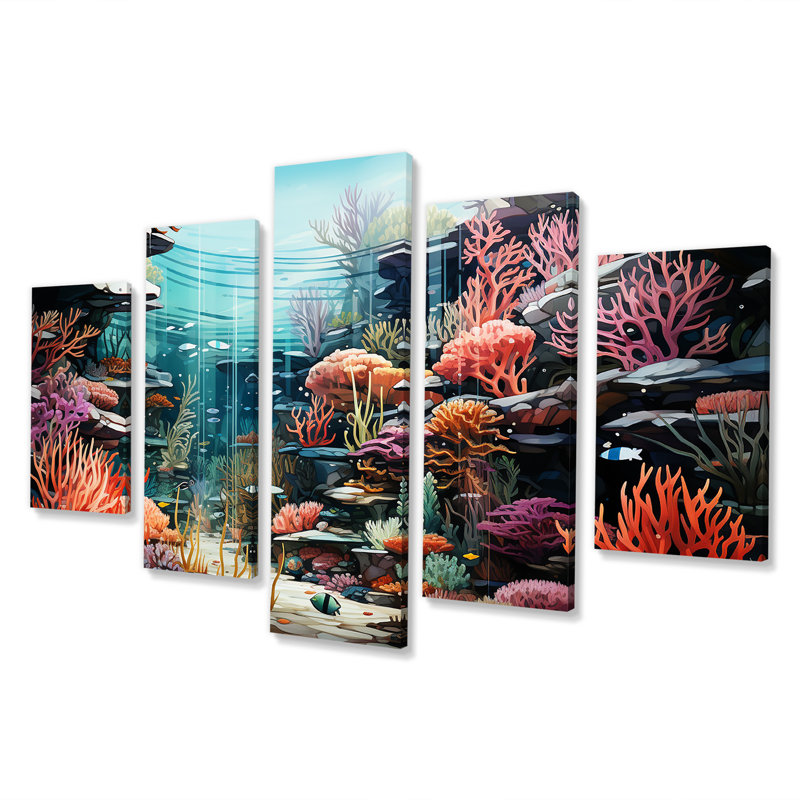  «Life In Coral Reef Paradise II - Ensemble de décorations murales tropicales côtières tropicales