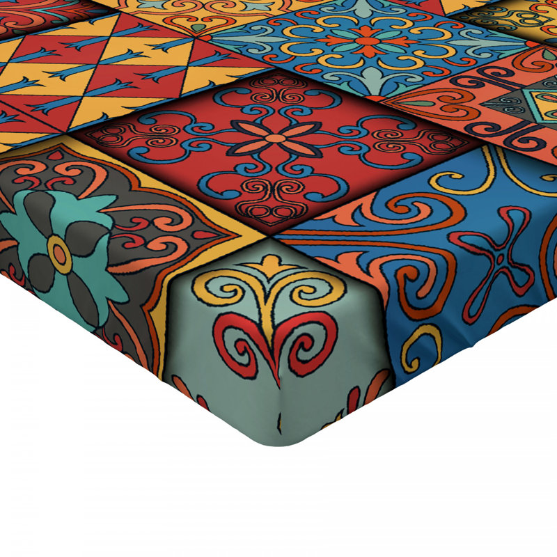 Talavera Microfiber Patchwork Fitted Sheet, Queen Fitted Sheet