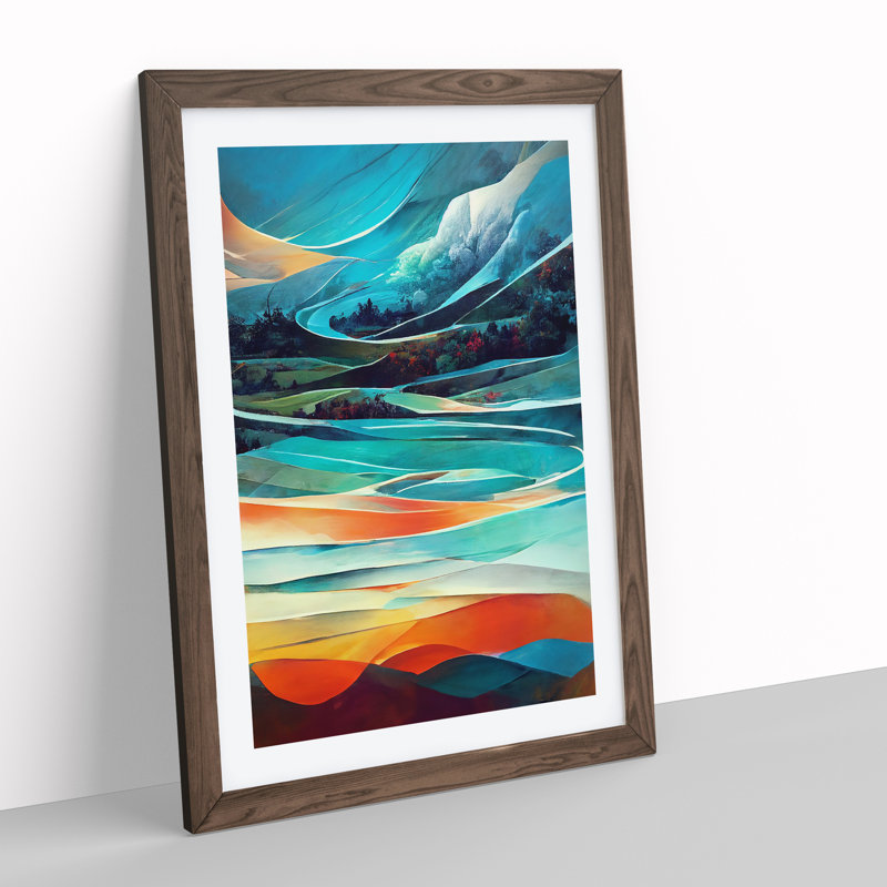 Meadow Landscape Abstract No.3 - Framed Print, 64cm H x 46cm W, Brown